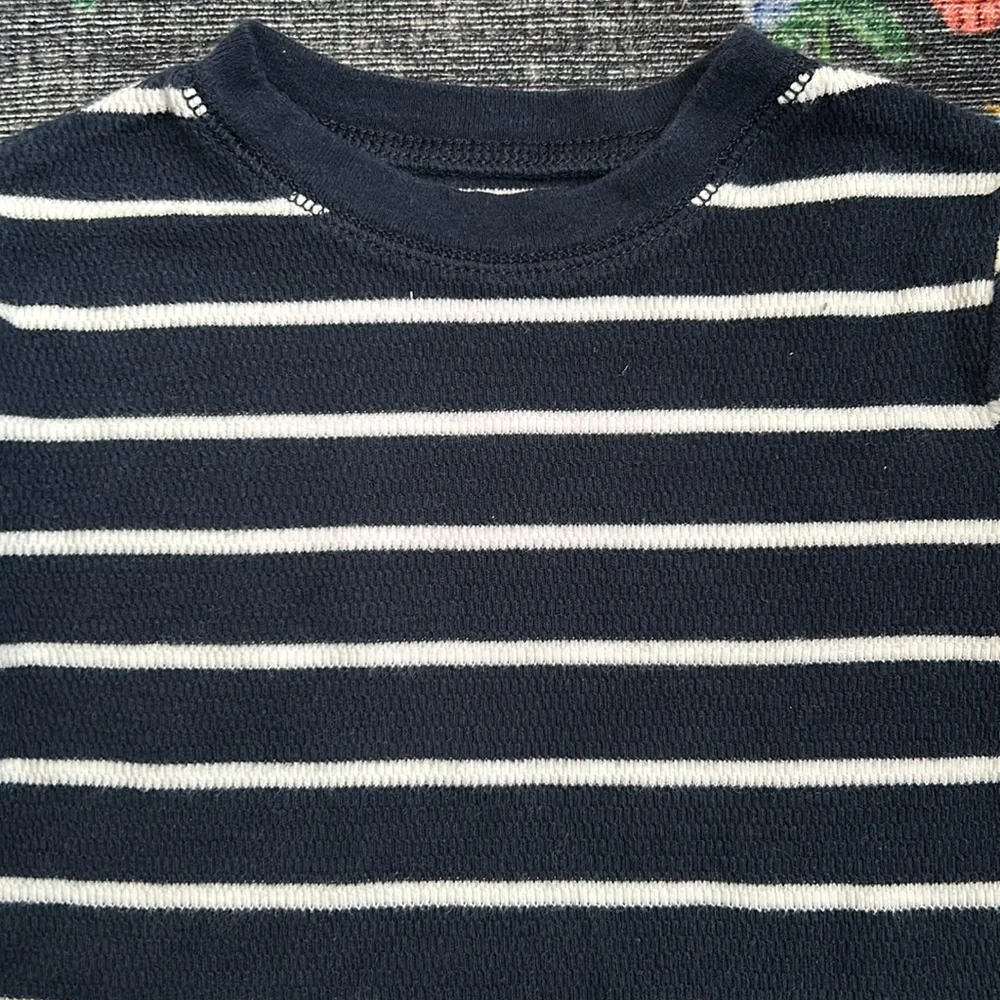 Gap Toddler Navy Blue Stripe Waffle-Knit Thermal Tee, Size 2T